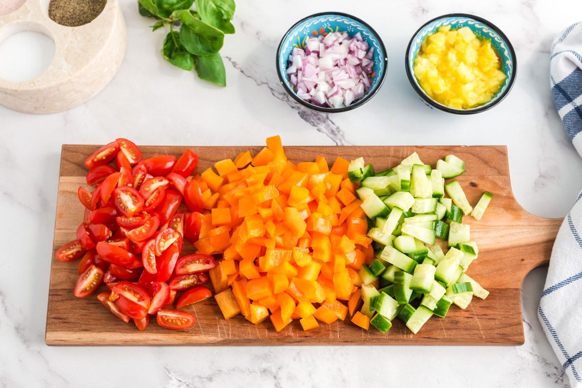 chopped vegetables on a cutting board