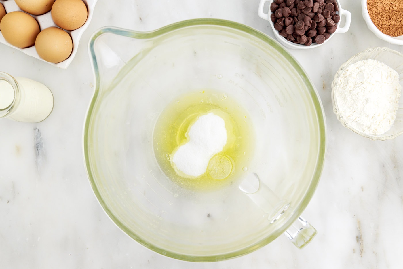 egg whites and sugar in a mixing bowl