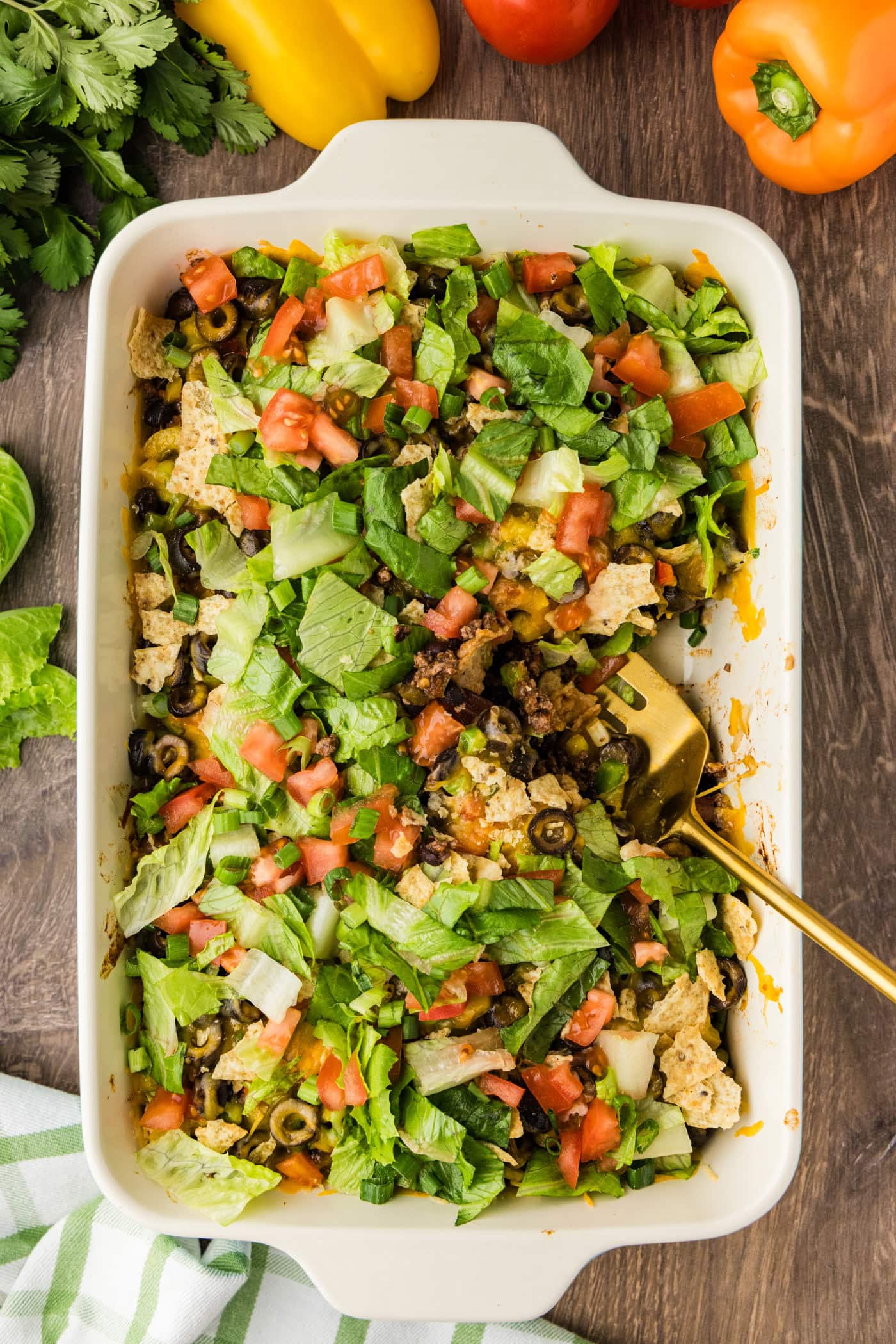Overhead photo of a Taco Casserole