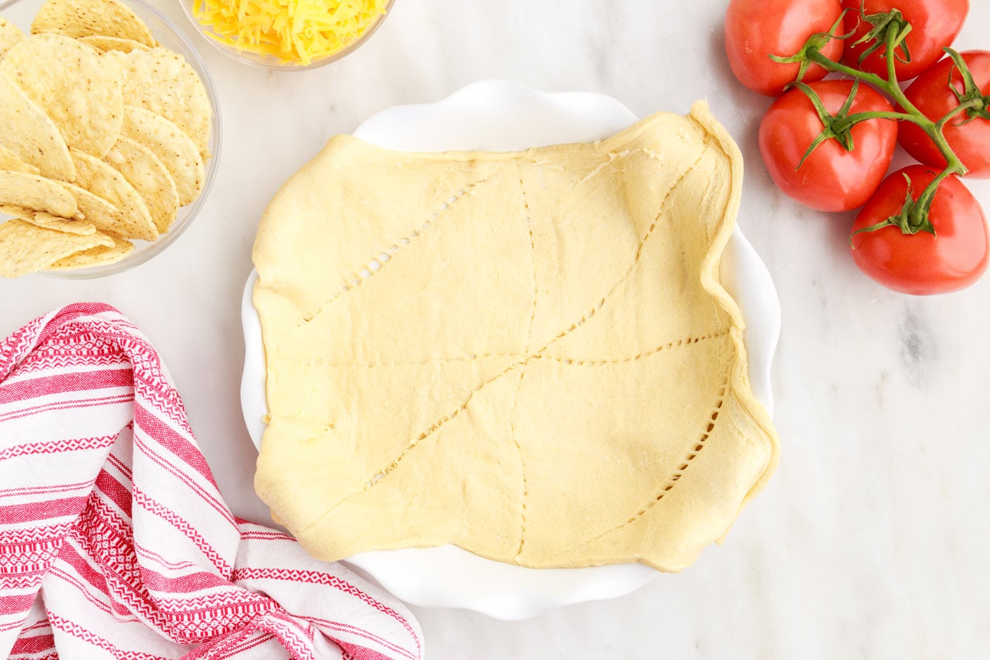 crescent rolls in a pie plate