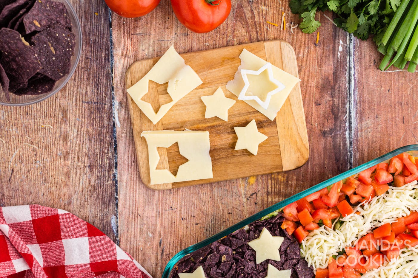 star shapes cut from cheese