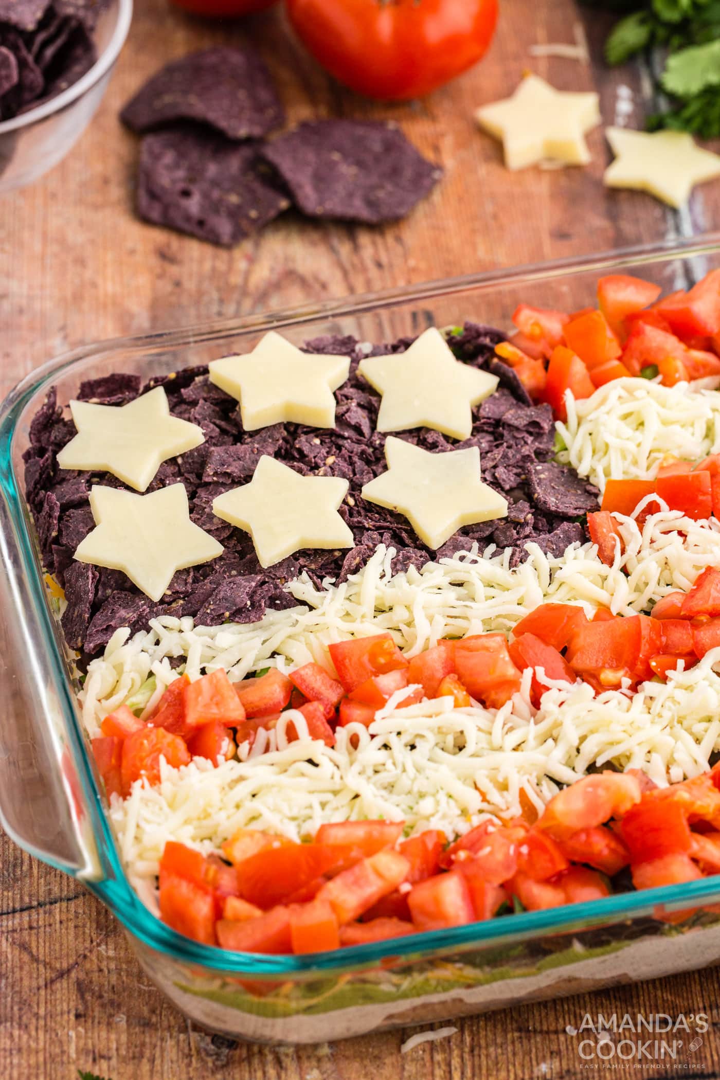 close up taco salad flag