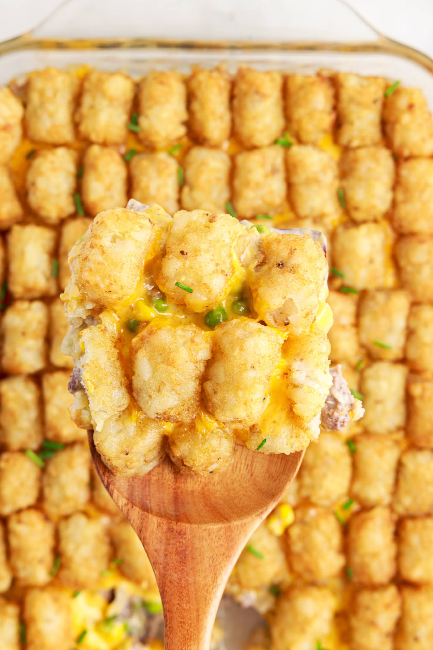 spoon of Tatertot Casserole