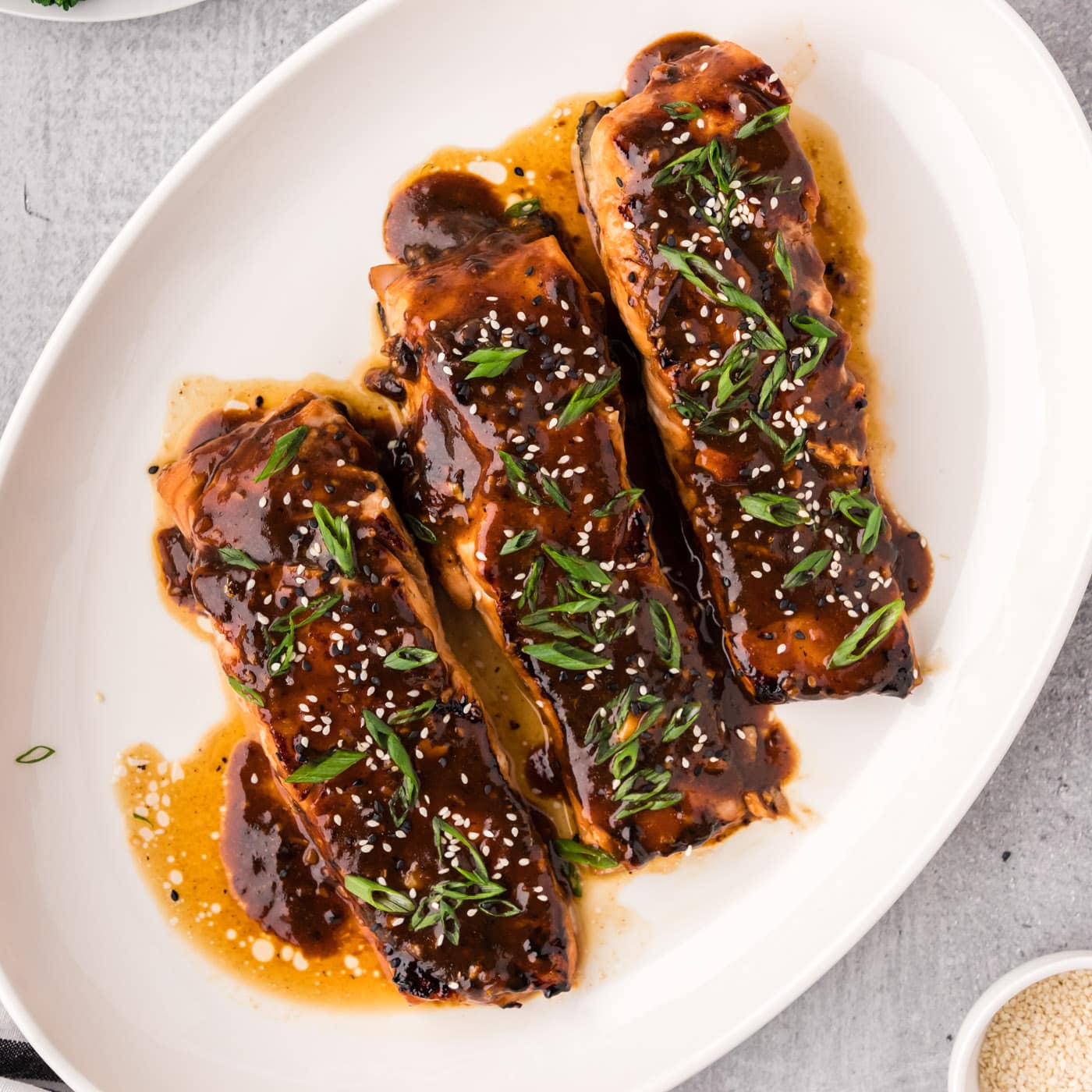 Platter of Teriyaki Salmon