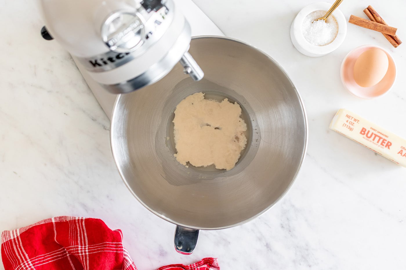 active dry yeast in a mixer bowl