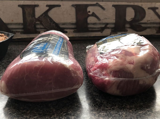 two pork roasts side by side