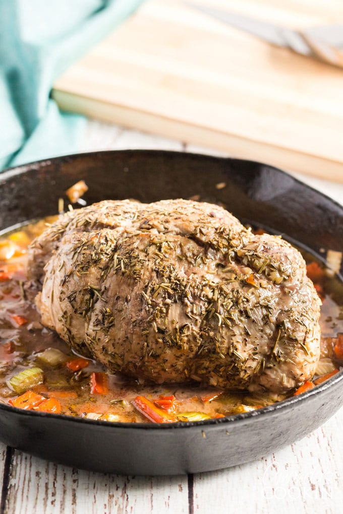 roast pork in a cast iron skillet