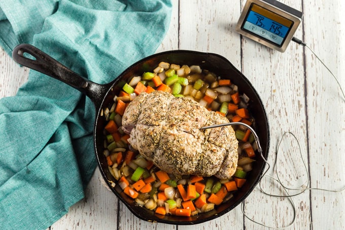 pork roast with a meat thermometer