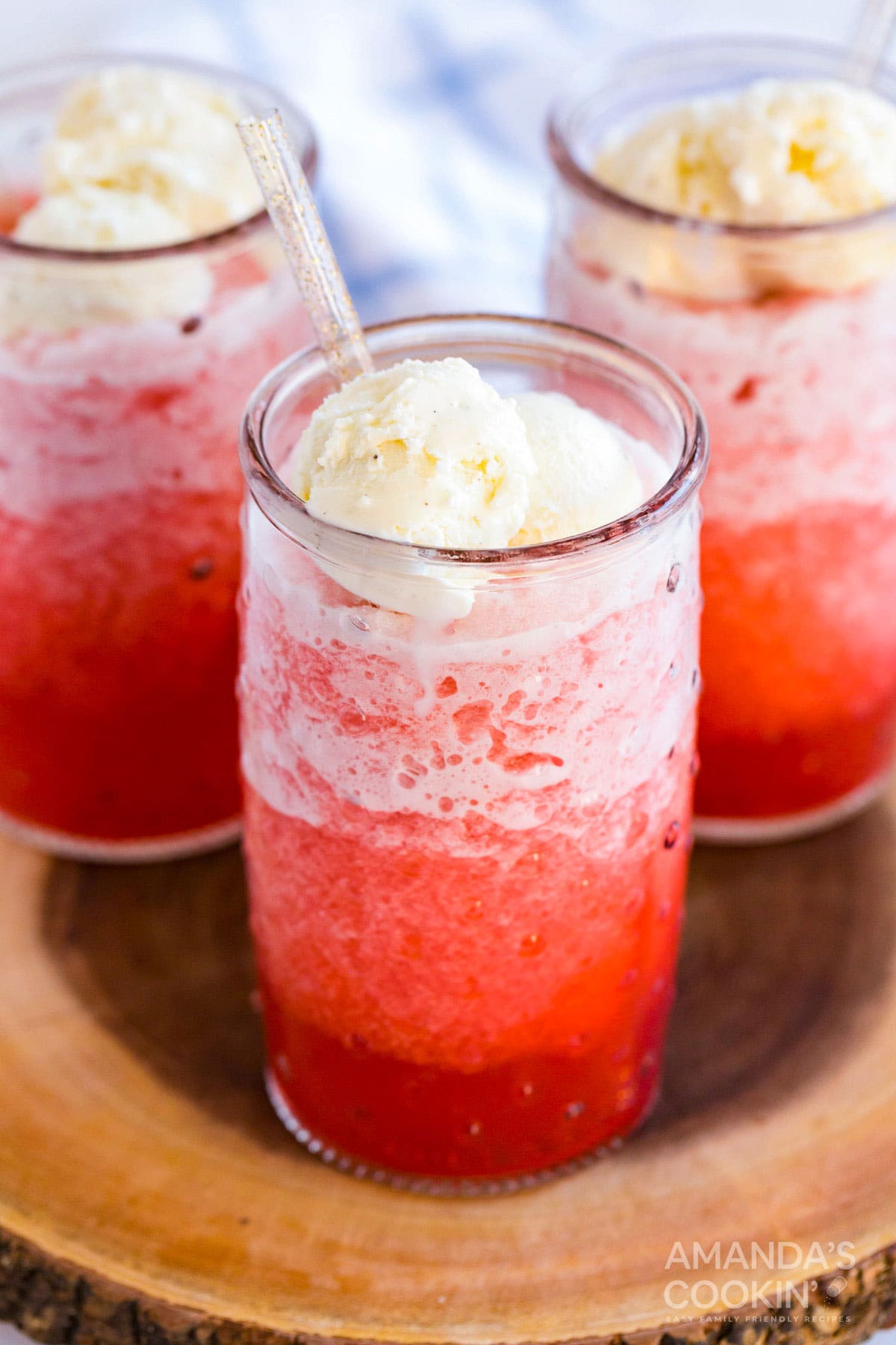 red slushies with ice cream
