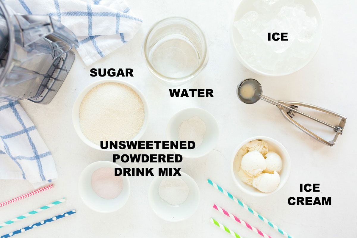 labeled ingredients for slushies
