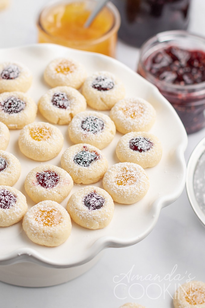 plate full of thumbprint cookies