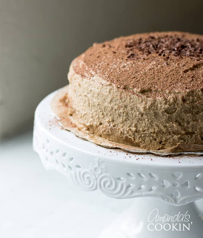 chocolate shaving on top of cake