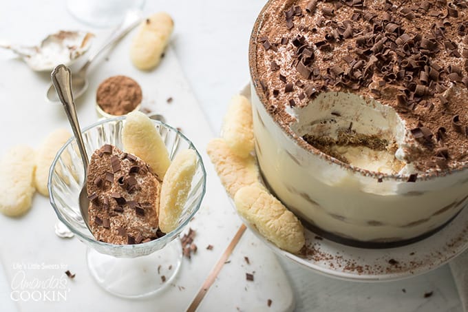 Tiramisu Trifle in a dish