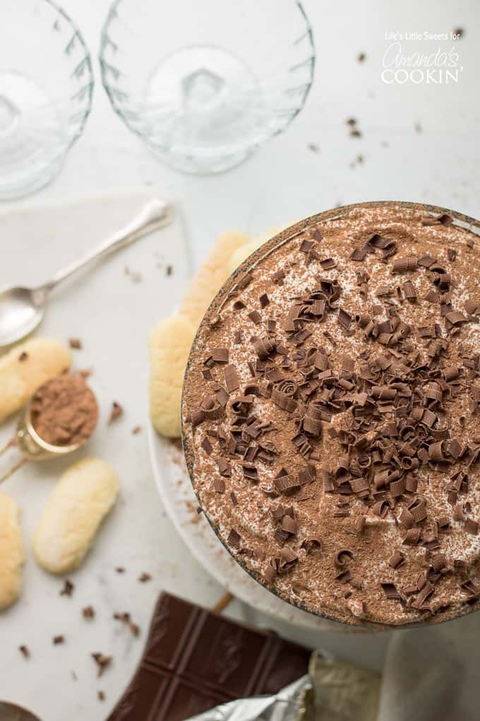 Tiramisu trifle from above