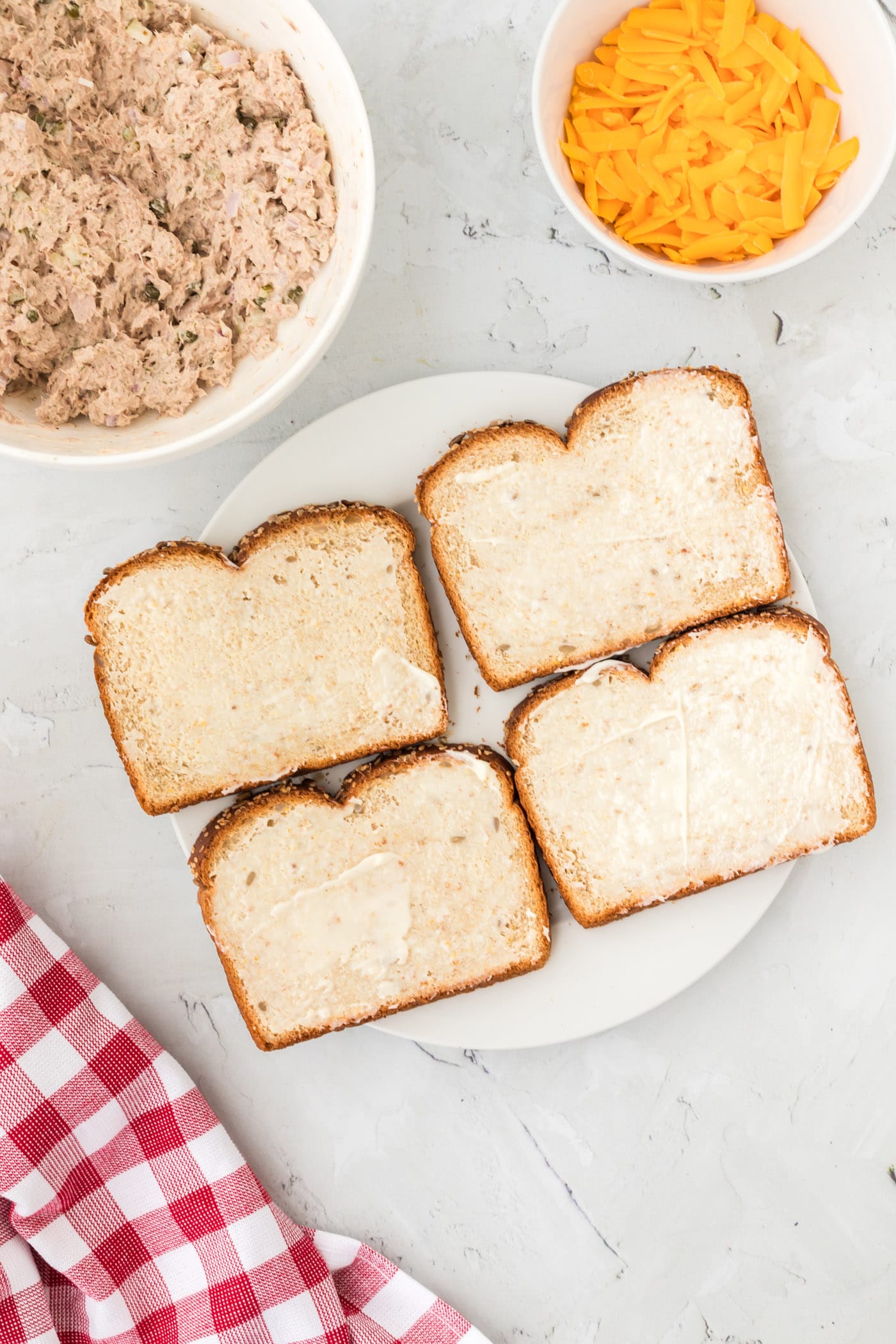 buttered multigrain bread on a plate