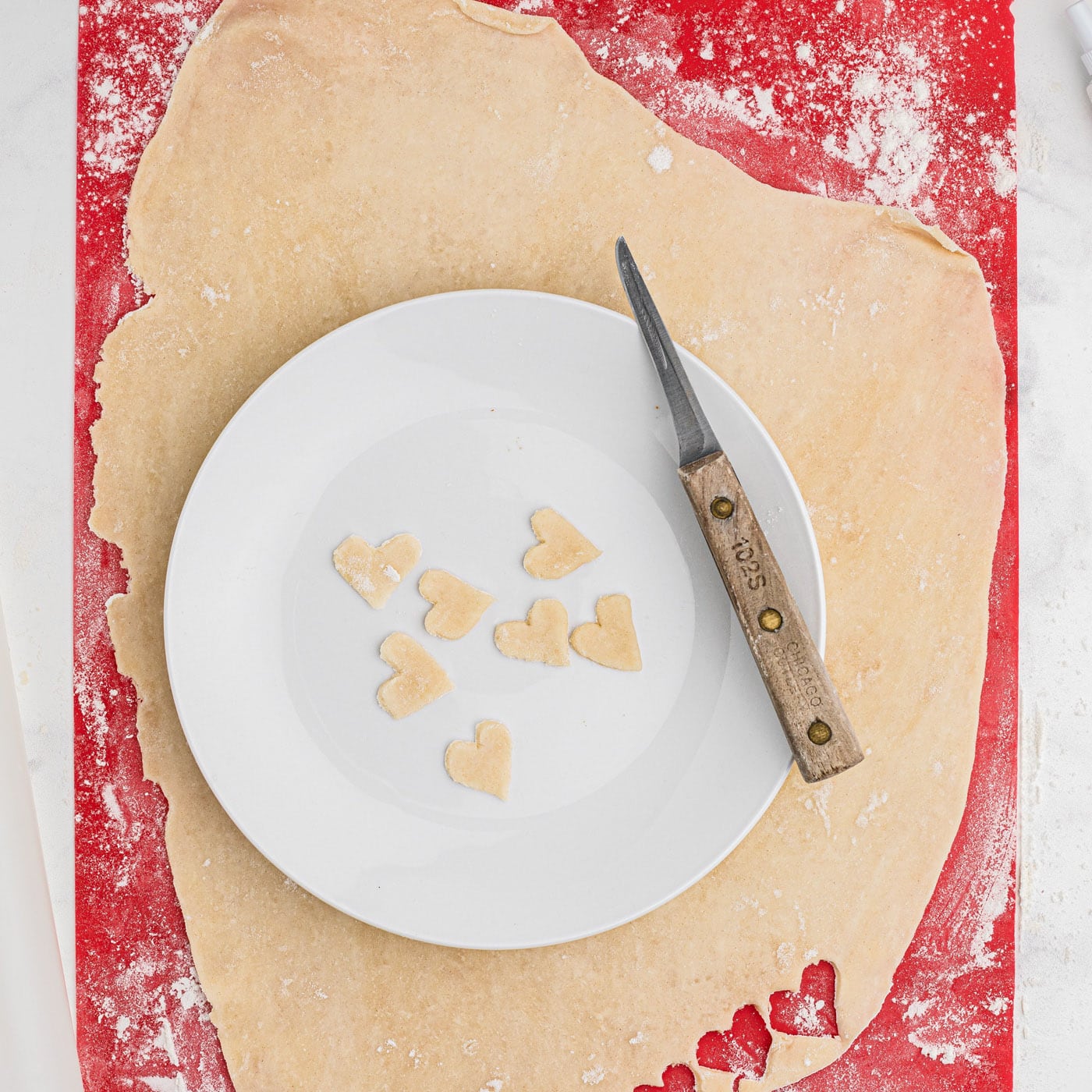 small pie dough shaped hearts