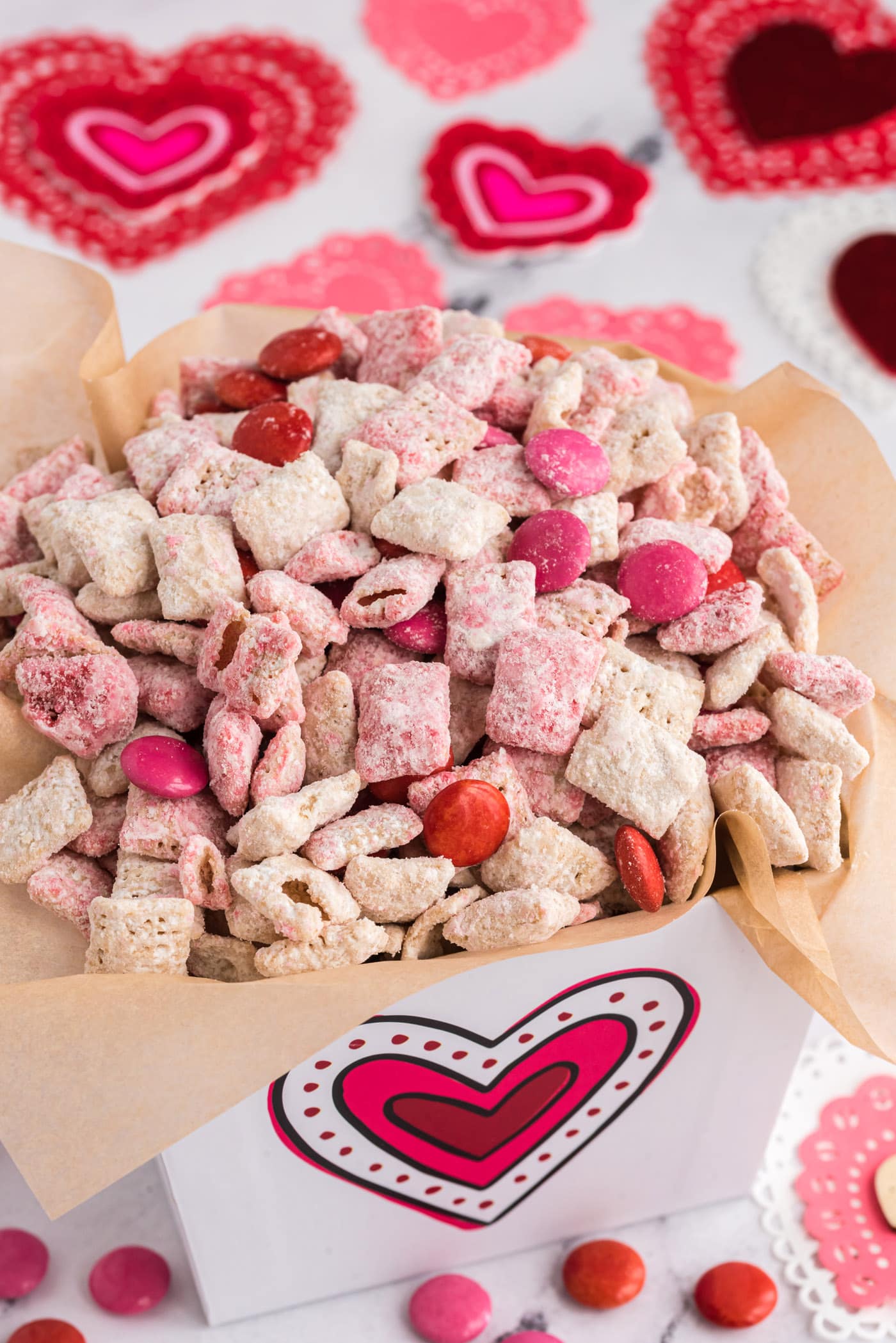 Valentine Muddy Buddies in a cute gift box
