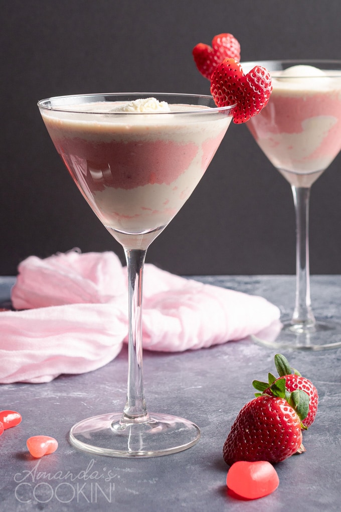 PINK MUDSLIDE IN A MARTINI GLASS