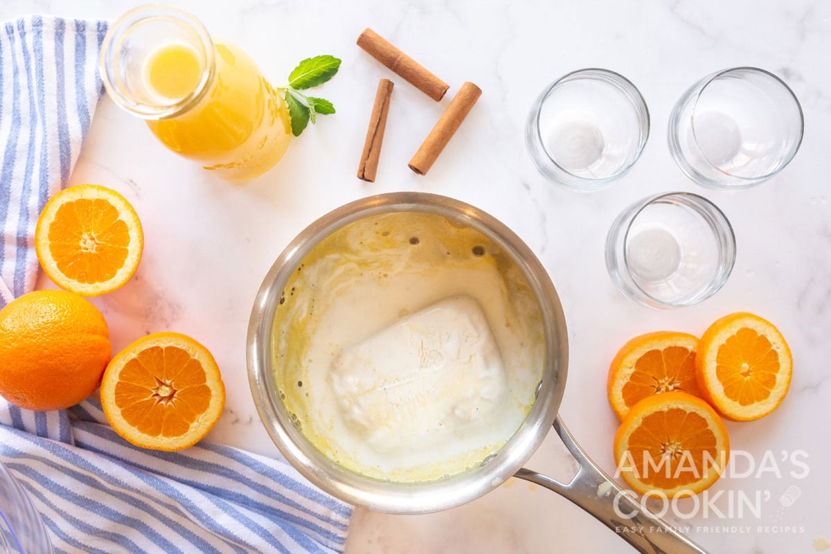 ice cream in a saucepan