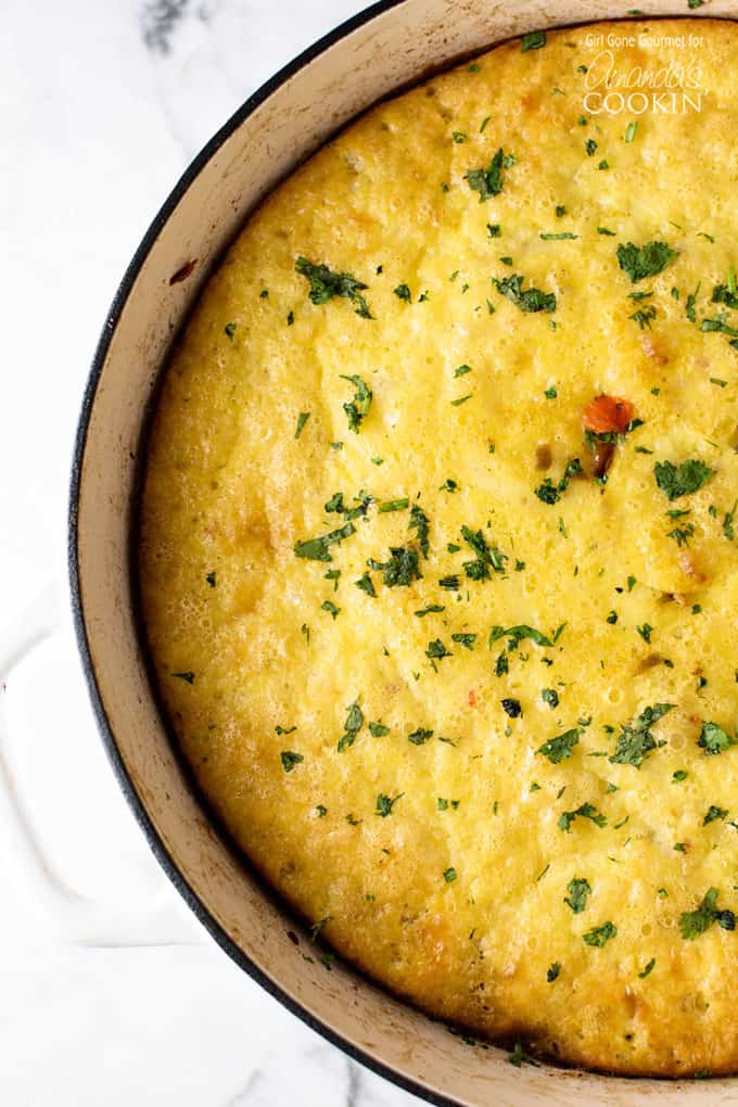 An overhead picture of a baked vegetable frittata.