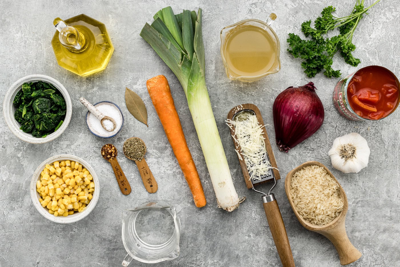 Ingredients for Vegetable Rice Soup