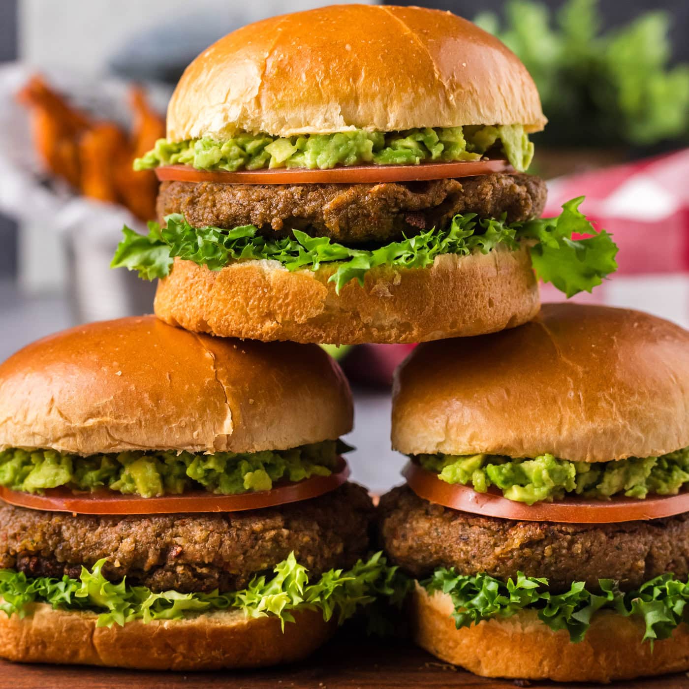 Stack of three Veggie Burgers