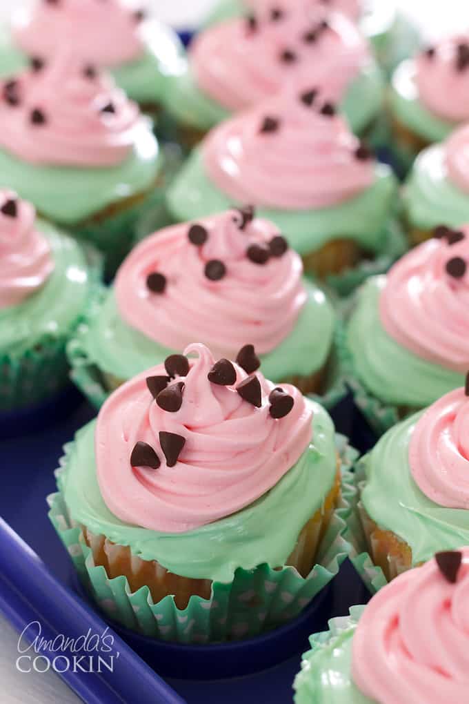 watermelon poke cupcakes