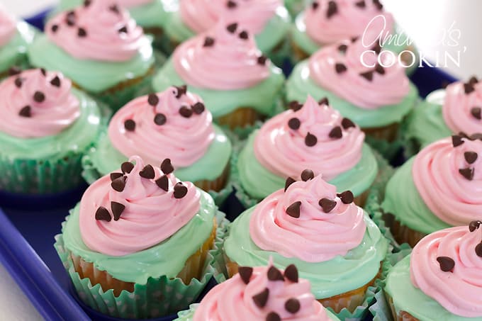 cupcakes sprinkled with chocolate chips
