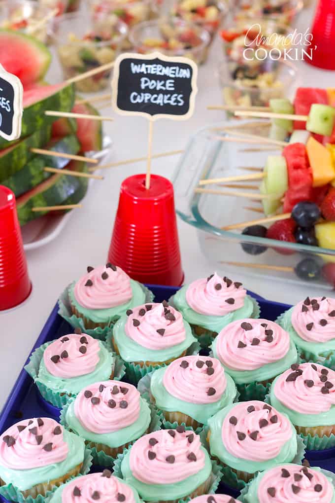 watermelon cupcakes at bridal shower