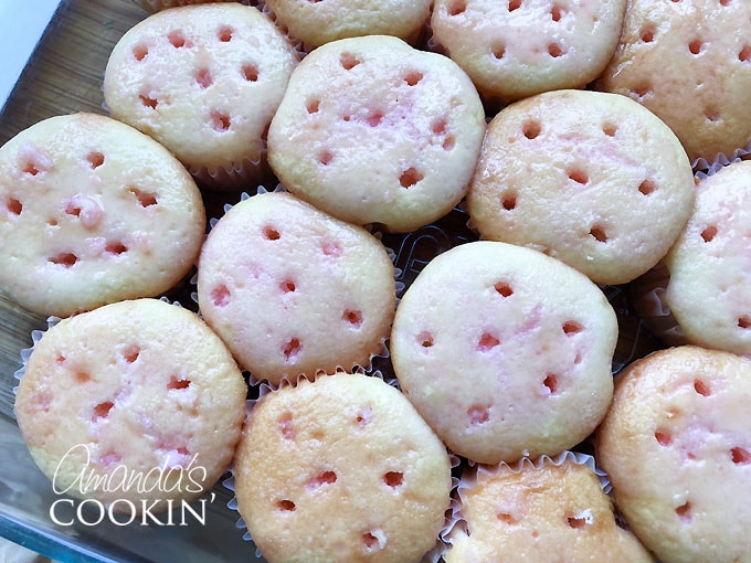 poked cupcakes with jello