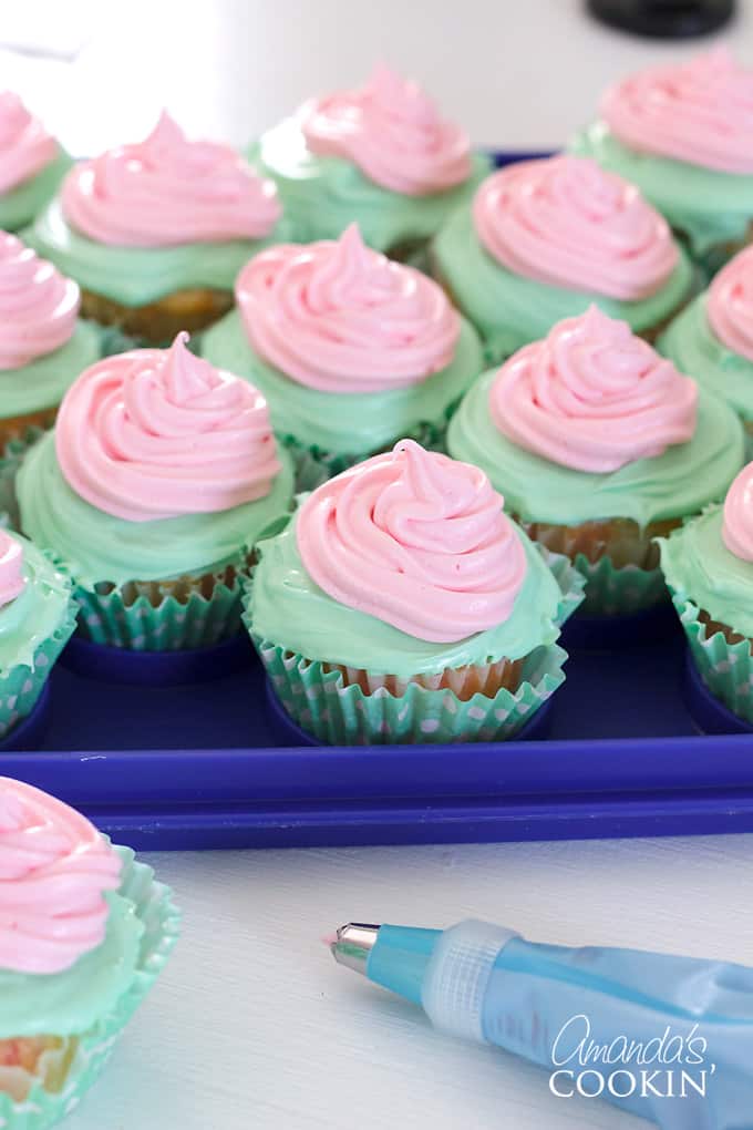 cupcakes with piped frosting