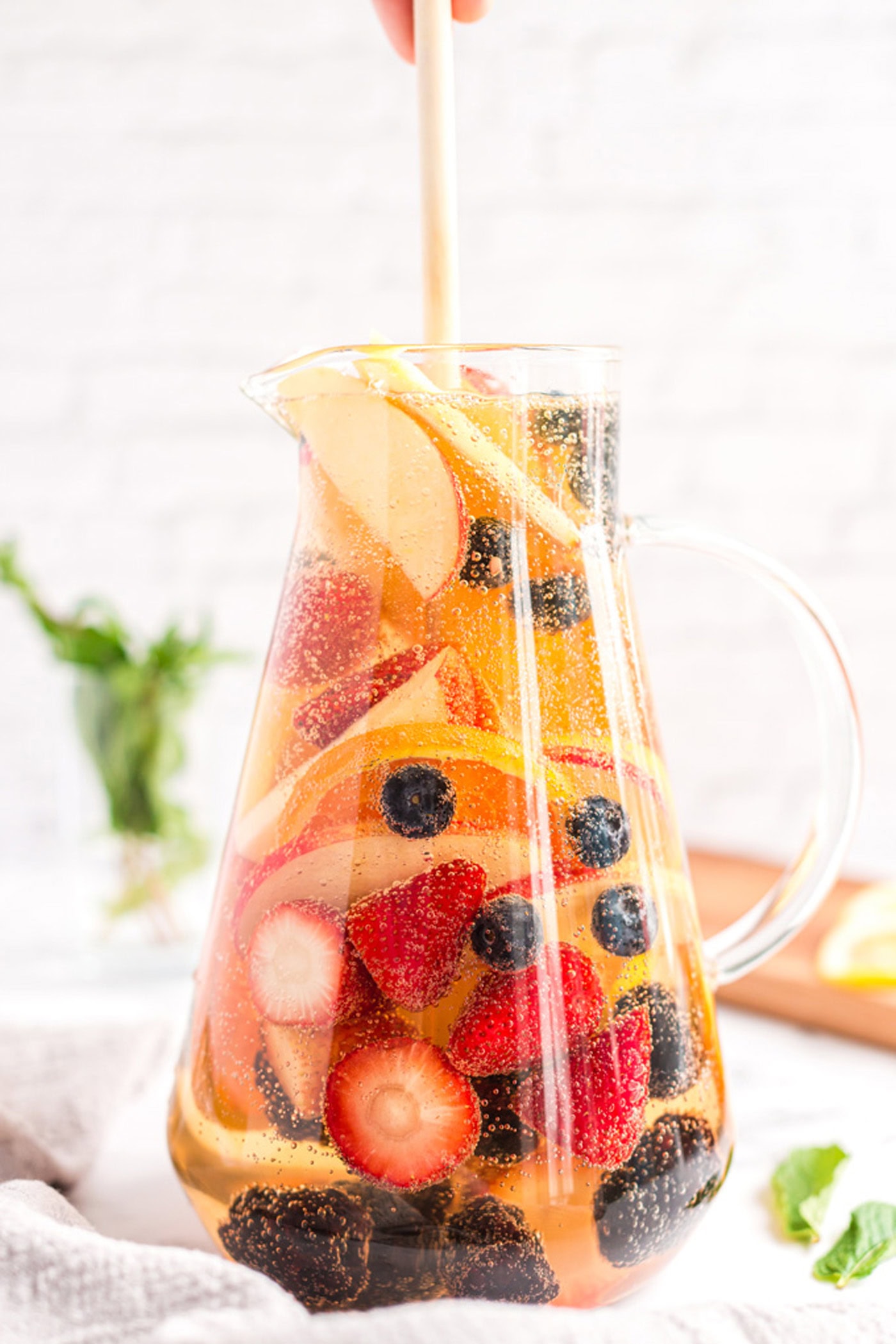pitcher of white sangria