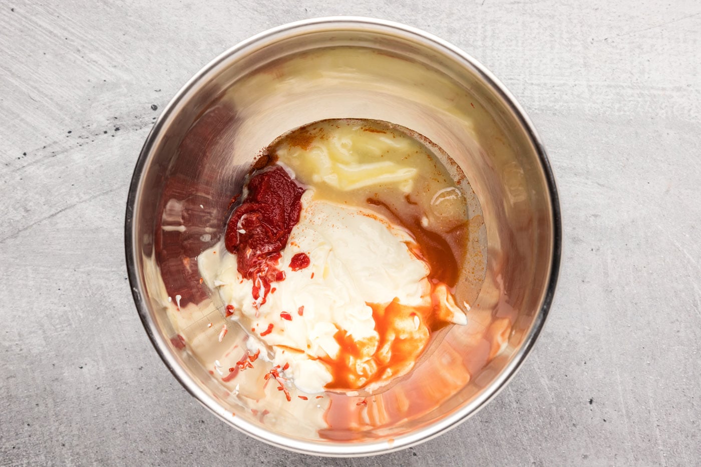 yum yum sauce ingredients in a mixing bowl
