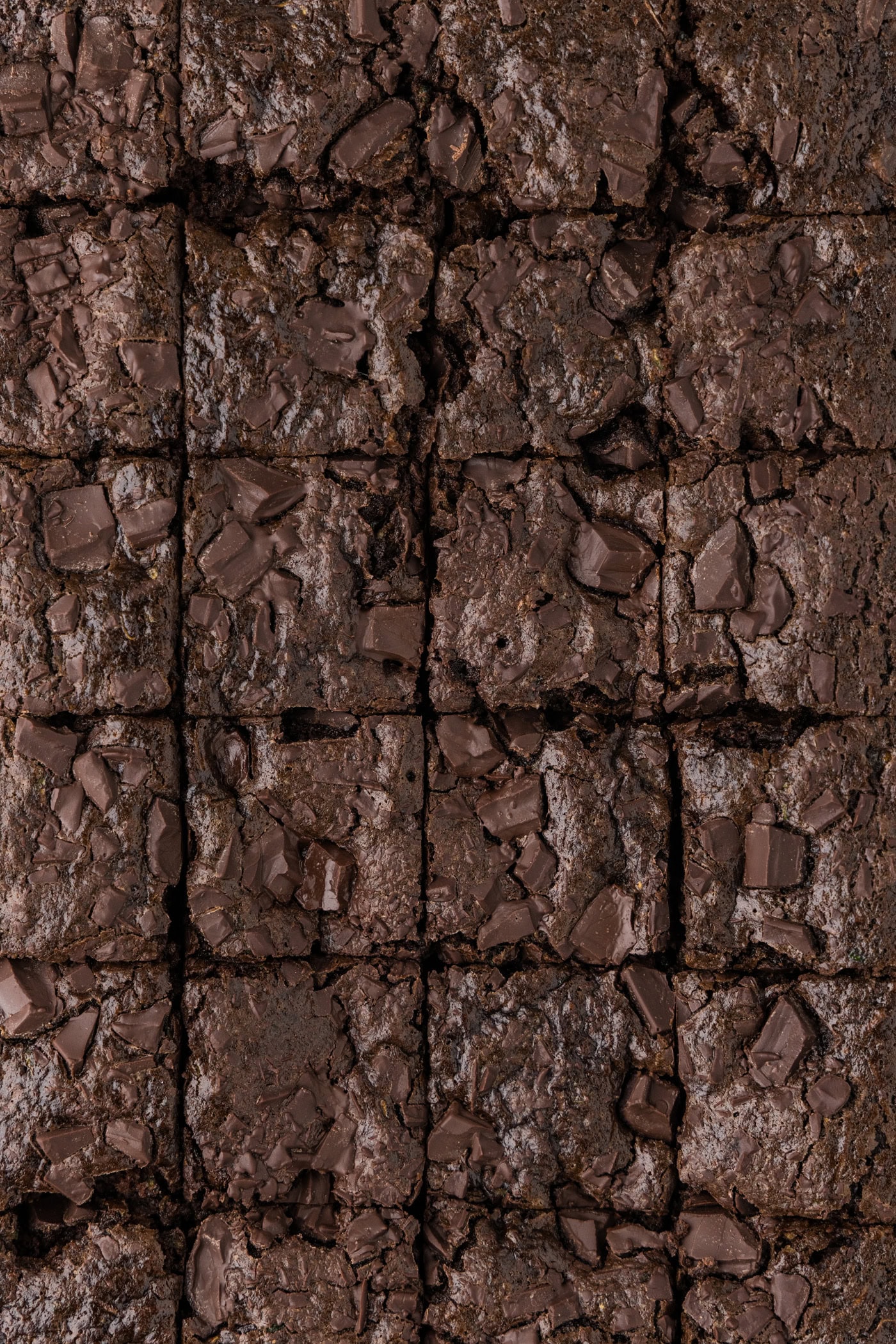 Close up photo of Zucchini Brownies cut into squares