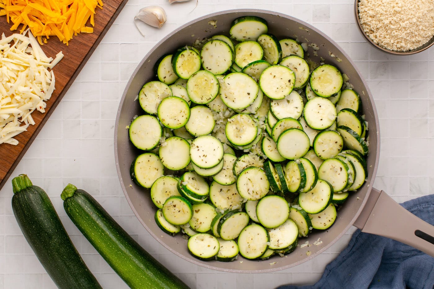 sliced zucchini in a skillet