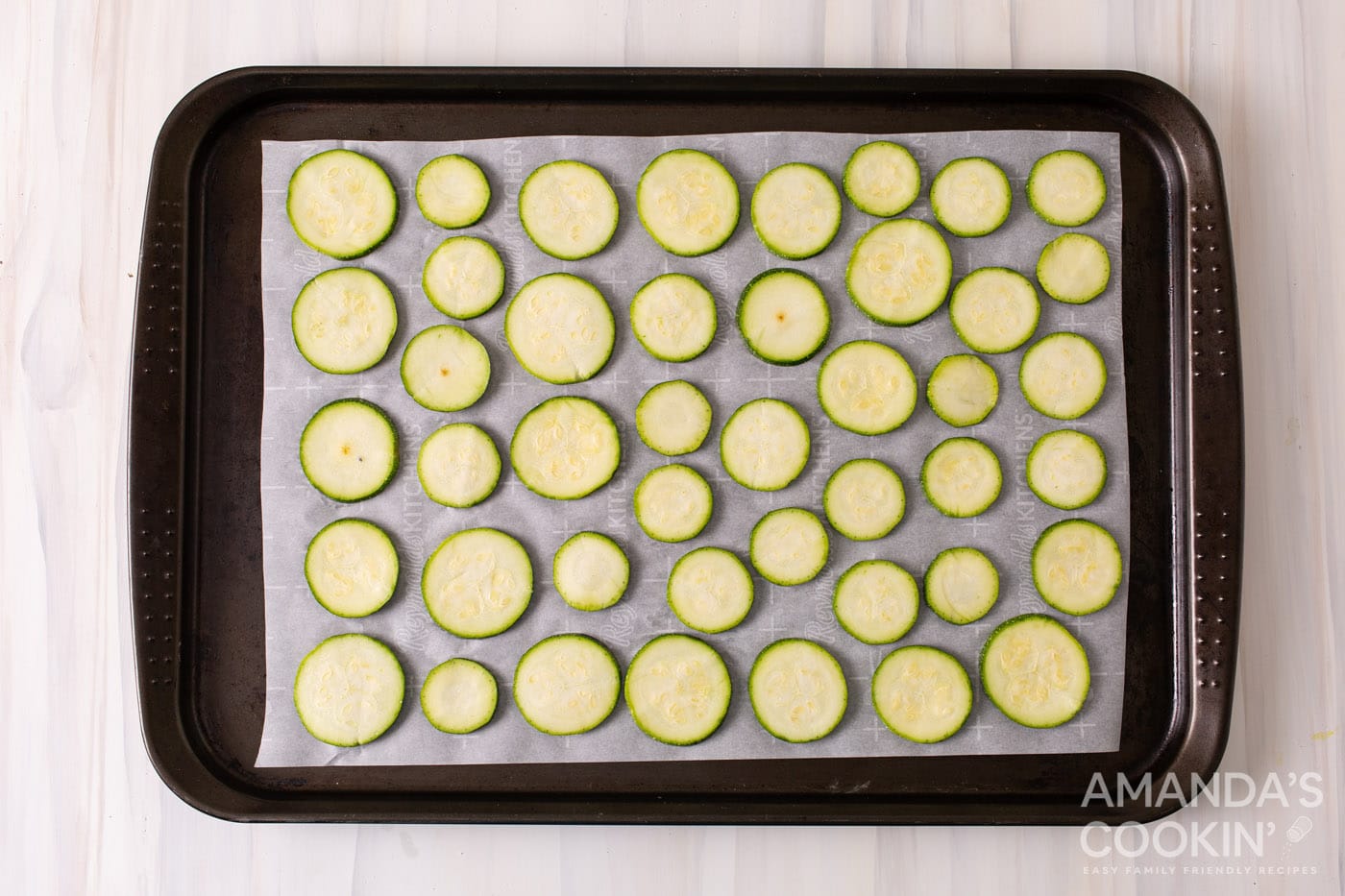 sliced zucchini on a sheet pan