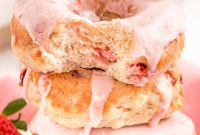 Fluffy Baked Strawberry Glazed Donuts