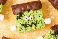 Simple Spooky Frankenstein Krispie Treats