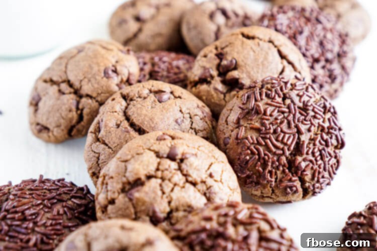 Decadent Nutella Chip Cookies 4 These Nutella Chip Cookies are simple, sweet, and loaded with mini chocolate chips. Nutella is blended right into the dough for a delicious flavor the whole family will love! No chill time and the first batch is read in less than 25 minutes!