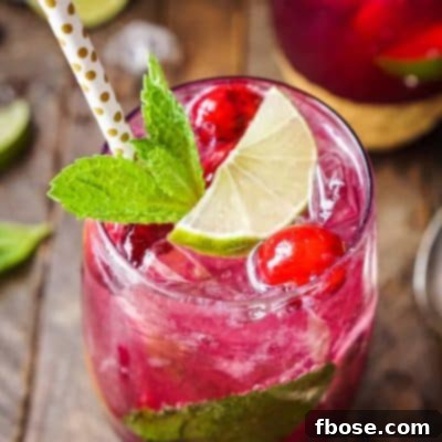 Cranberry Mojito Punch in a glass