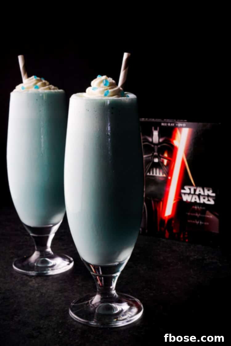 These Star Wars Blue Milkshakes are made with creamy vanilla ice cream and fresh blue milk from Tatooine. They're perfect for enjoying a Star Wars Marathon with or a great addition to a Star Wars Party! An EASY recipes that's ready in just 5 minutes!