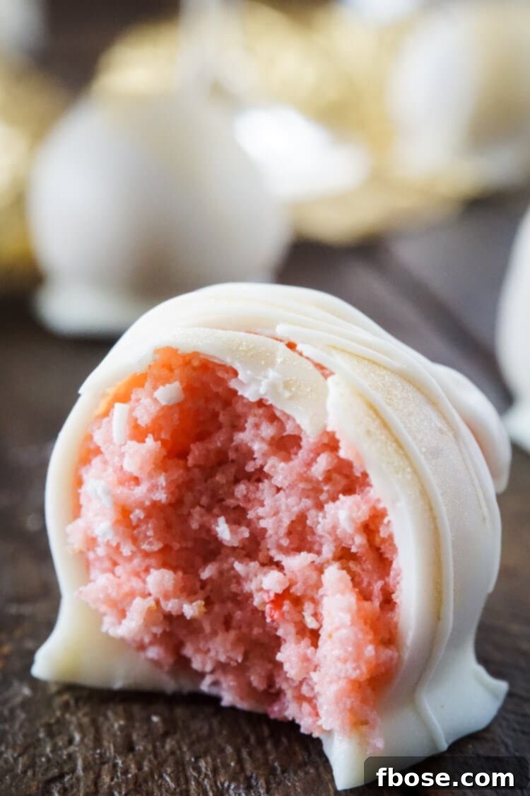 Strawberries & Champagne Cake Balls: a versatile dessert that's perfect for parties, bridal showers, baby showers, or any event where you want to impress with a gourmet, easy-to-make treat.