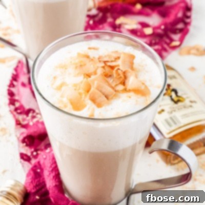 Mug of spiked coconut cocktail