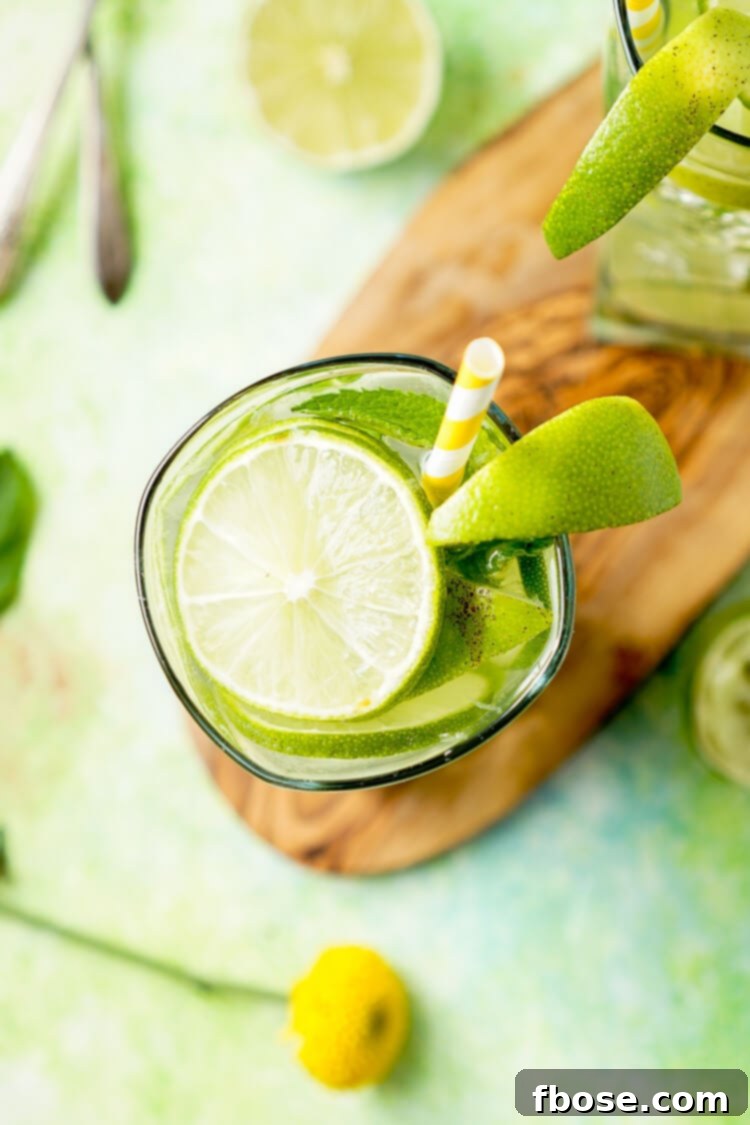 Slicing a fresh lime for Mojito Water