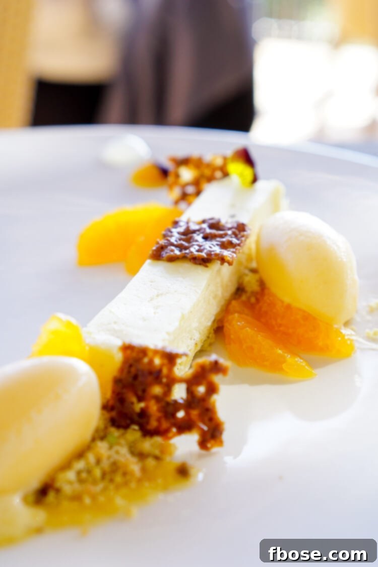 Decadent chocolate dessert with fruit at Auberge du Soleil