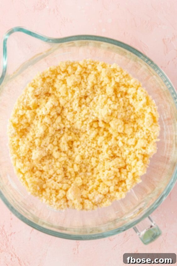 Yellow cake dry ingredients in a mixing bowl.