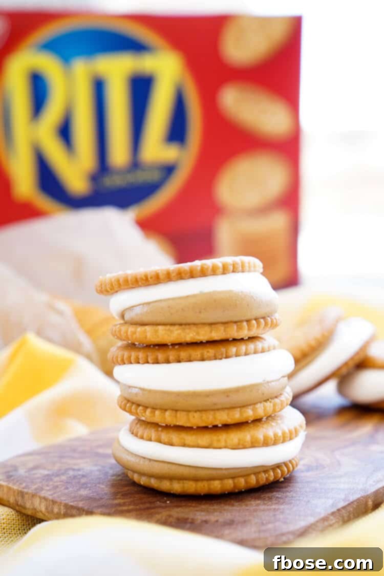 Delicious Fluffernutter RITZwiches, a perfect blend of peanut butter and marshmallow fluff between buttery RITZ crackers. An easy 5-minute snack for any occasion, customizable with cookie butter or sun butter.