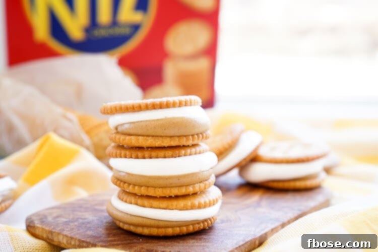 Platter of varied RITZwiches, including Fluffernutter, suggesting other creative snack ideas. Emphasizes the versatility of RITZ crackers for different toppings.