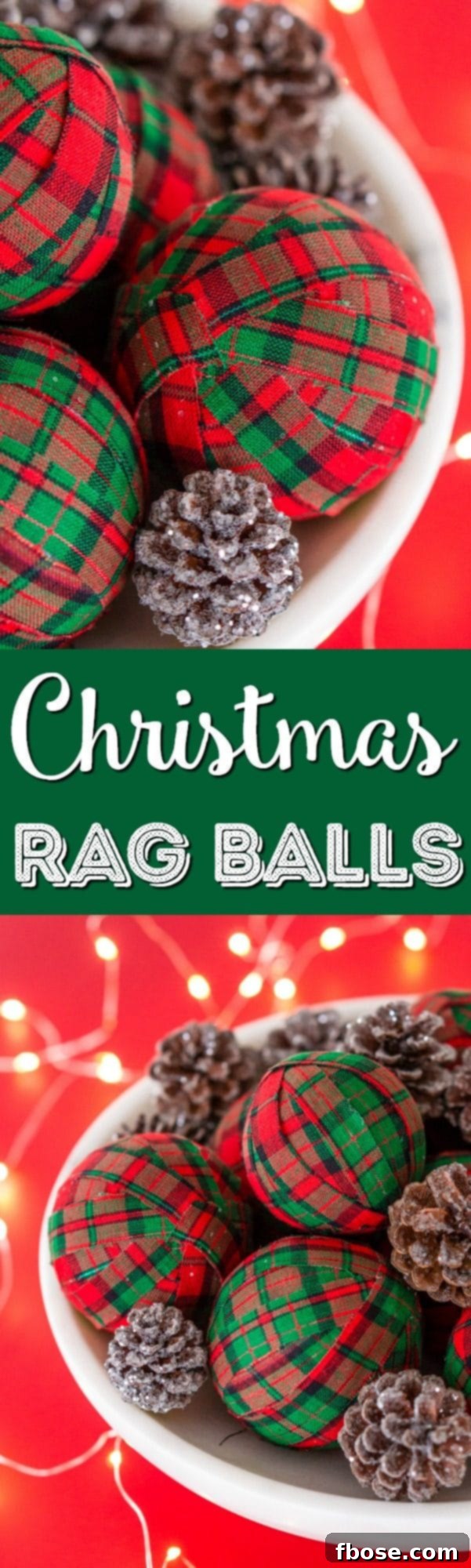 Pin this DIY Holiday Rag Balls tutorial for later! A simple and charming craft project for festive home decor.