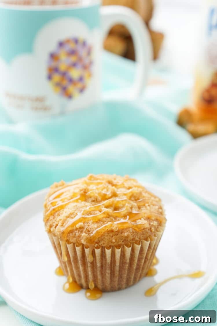 Warm caramel muffin with a delightful gooey center, perfect for morning coffee